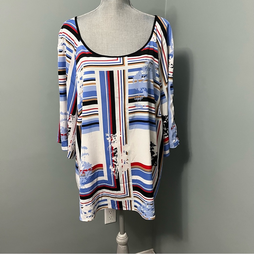 PENNINGTONS In Every story print blouse womens size 2X multicoloured